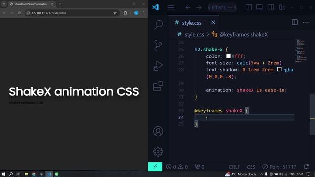 Анимация встряхивания по горизонтали и вертикали для