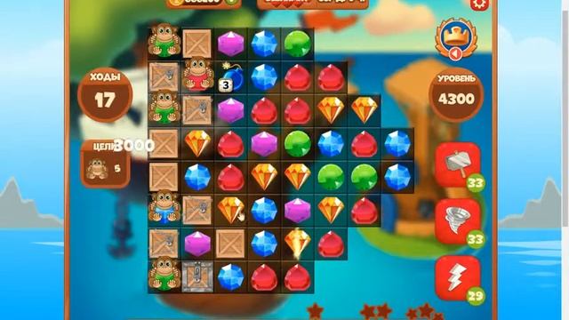 Как пройти 4300 уровень в игре Сокровища пиратов смотреть онлайн