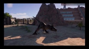 Битва Велоцырапторов и Тиранозавра в Jurassic World Evolution 2.