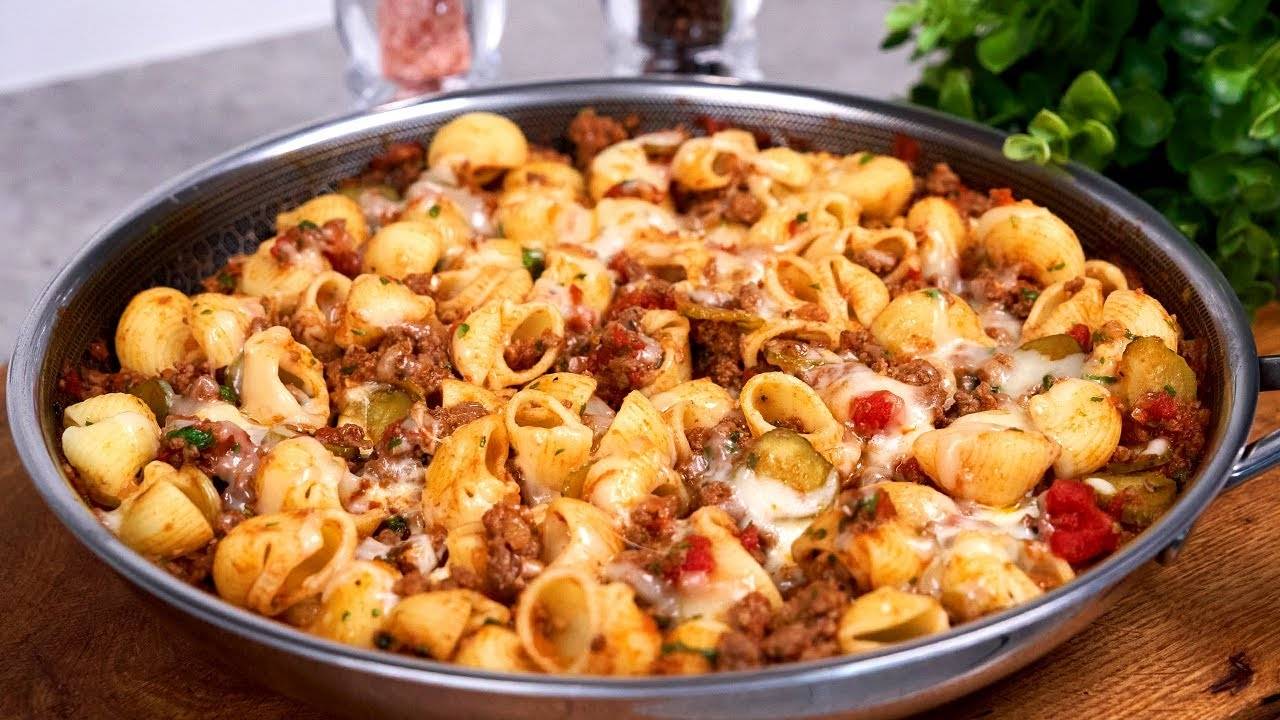 Вкуснейшие Макароны с Фаршем на Одной Сковороде. Много и сытно!!! Рецепт макарон с мясной подливой!