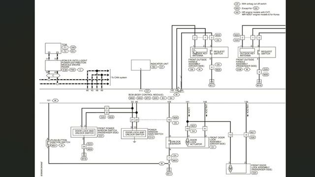 Nissan Qashqai J11 электросхема запирания дверей