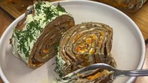 Печёночный РУЛЕТ...🥞🥩😋 Рецепт в описании ✍️