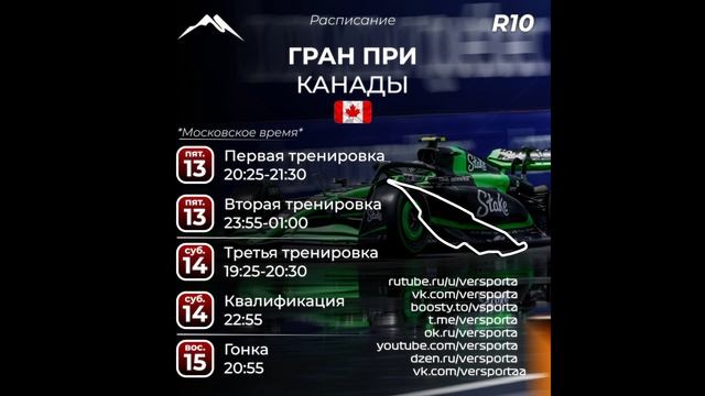 Расписание 10 этапа 2025 года. Канада! С 13 июня по 15 июня 2025 смотреть онлайн