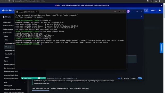 Установка Docker на WSL2 в Windows смотреть онлайн