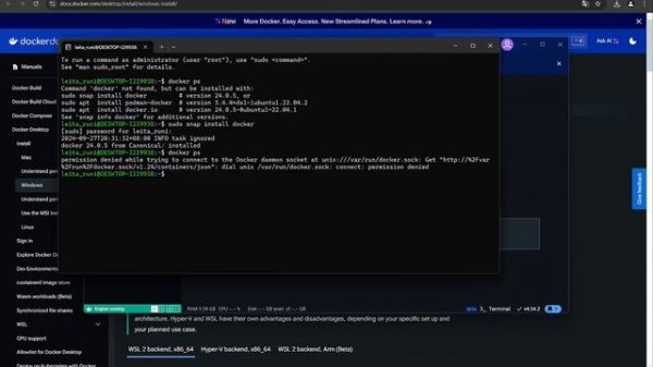 Установка Docker на WSL2 в Windows