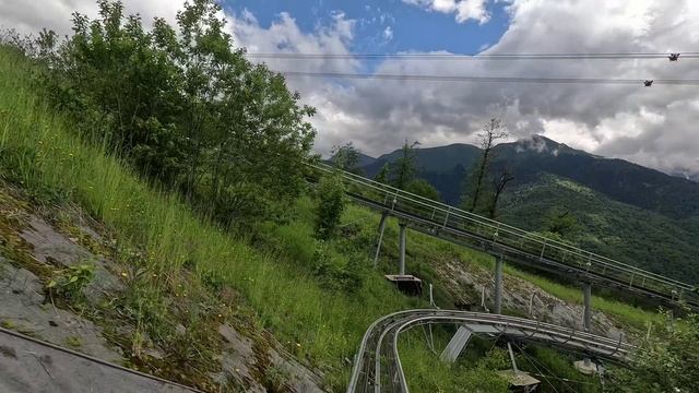 Аттракцион Родельбан в Роза Хутор. Красная поляна. Сочи. 4k/60fps