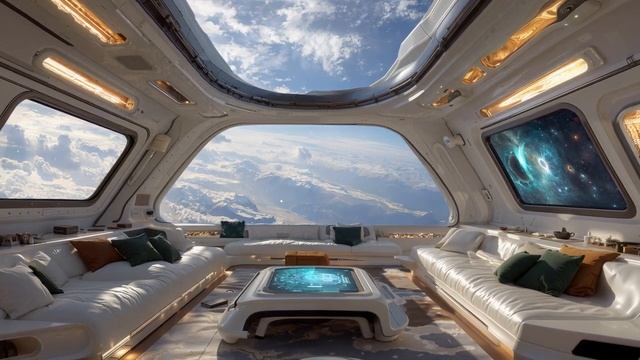 COSMIC LOUNGE Futuristic Luxury Ambience  Space View & Calm Sounds
