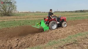 Работа минитрактора Mitsubishi с плугом и культиватором