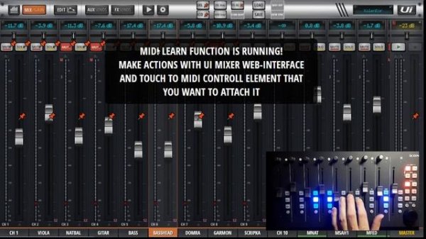 WEB UI Midi Control ч2 SoundCraft UI12 UI16 UI24r MotoFader