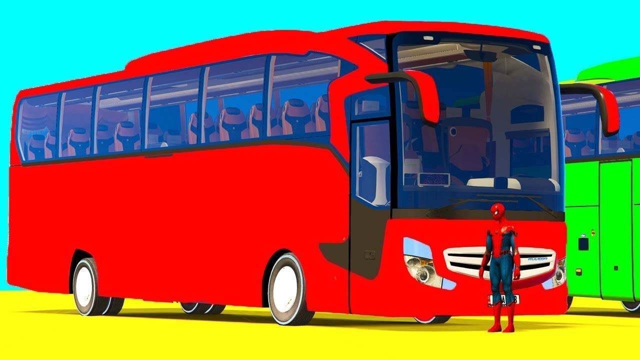 Мультики с Разноцветными Автобусами и Мотоциклами на Полосе Препятствий Мультфильмы для детей