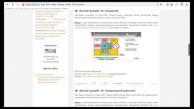 Где взять остальные видео по ZynqHw и MiniZed? смотреть онлайн