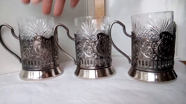 три подстаканника с хрустальным стаканом (1) смотреть онлайн