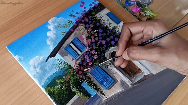 Как нарисовать дом с цветами акрилом смотреть онлайн
