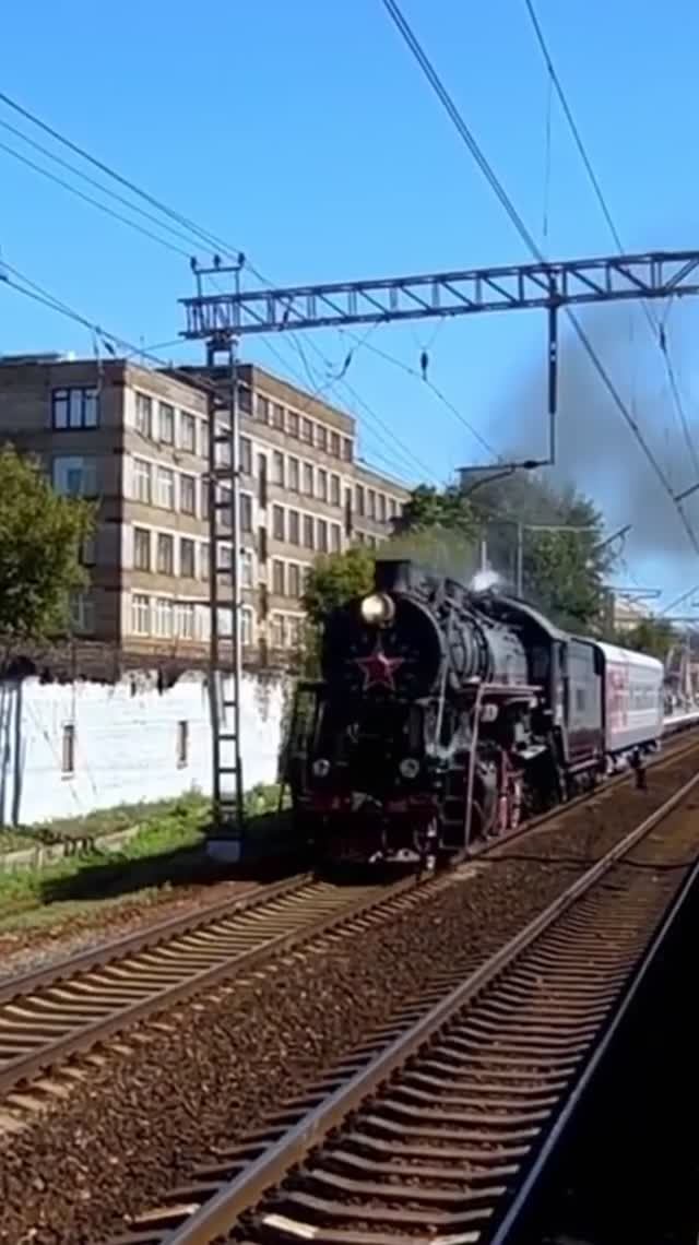 Паровоз Л-2057 (ТЧ-16) с туристическим поездом № 921 Москва-Рижская - Красный Балтиец. смотреть онлайн