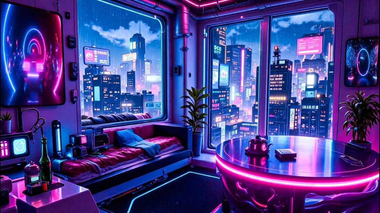 Neon City Rain Sounds – Lofi Hip Hop for Study Rainfall Escape & Focus Mood 🌆 Lofi Rain Playlist смотреть онлайн