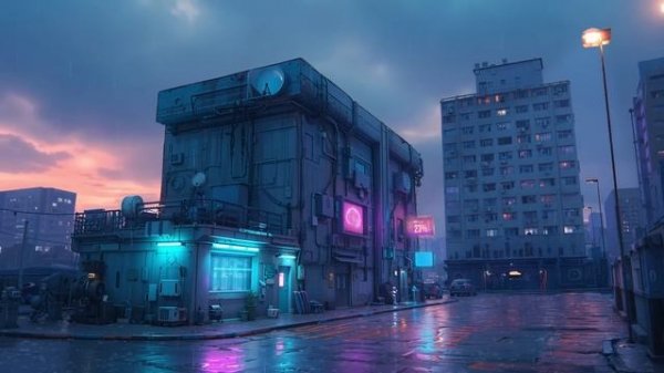 Rainy Urban Alley  Cyberpunk Ambience  Dusk City Rain & Chill Sci-Fi Music for Focus & Study