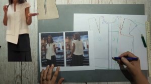 Моделирование. Необычная блуза со вставкой на полочке. Выкройка № 1730.