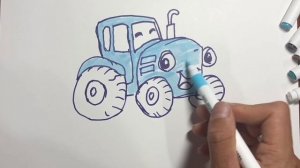 Рисуем синий трактор под рассказ