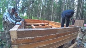 Строим баню в тайге. Начало есть!!! В гостях у Александра Устаева. Жареная картоха на костре!