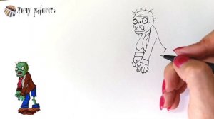 Как нарисовать Зомби из компьютерной игры Plants vs Zombies