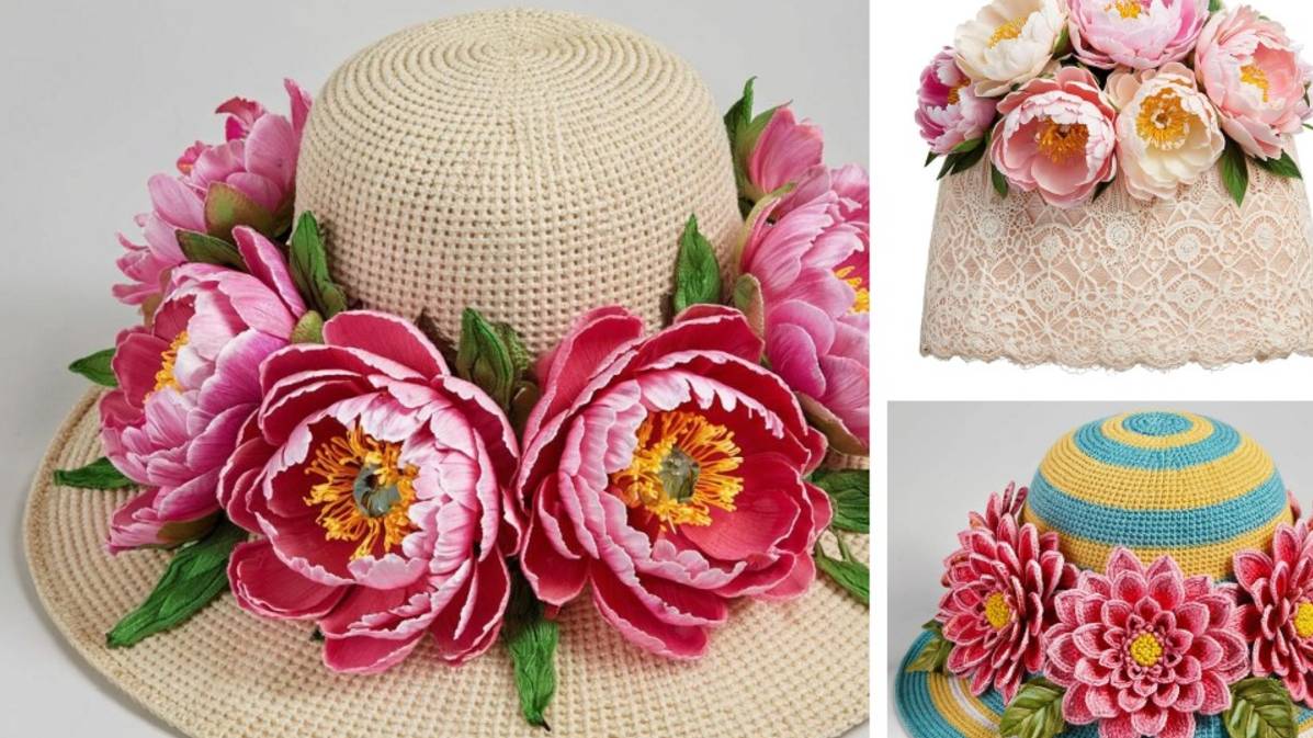 ШЛЯПКИ с цветами от AI. Подборка №7. ВЯЗАНИЕ. смотреть онлайн