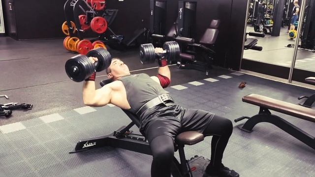 Качать грудь с гантелями в зале Алан Алдатов 🫵 качай ?