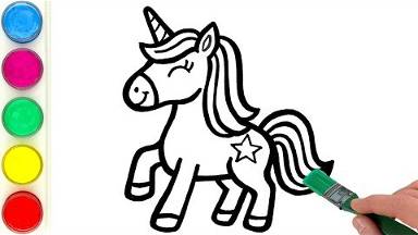 Рисуем и раскрашиваем единорога. Детям и начинающим смотреть онлайн