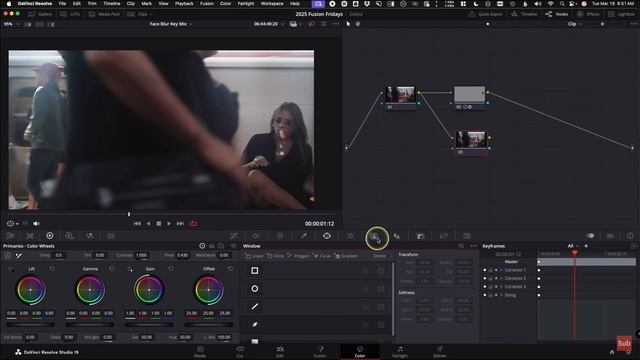 Трекинг векторной маски, перекрываемой проходящим объектом во вкладке [Color] DaVinci Resolve смотреть онлайн