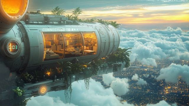 SKY NEST Floating Villa Ambience  Sunset Clouds & Futuristic Calm #darkambient #neoncity