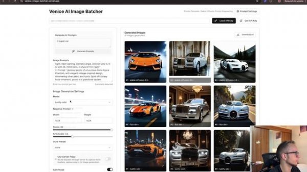 Массовая генерация изображений с помощью API Venice.ai — Бы