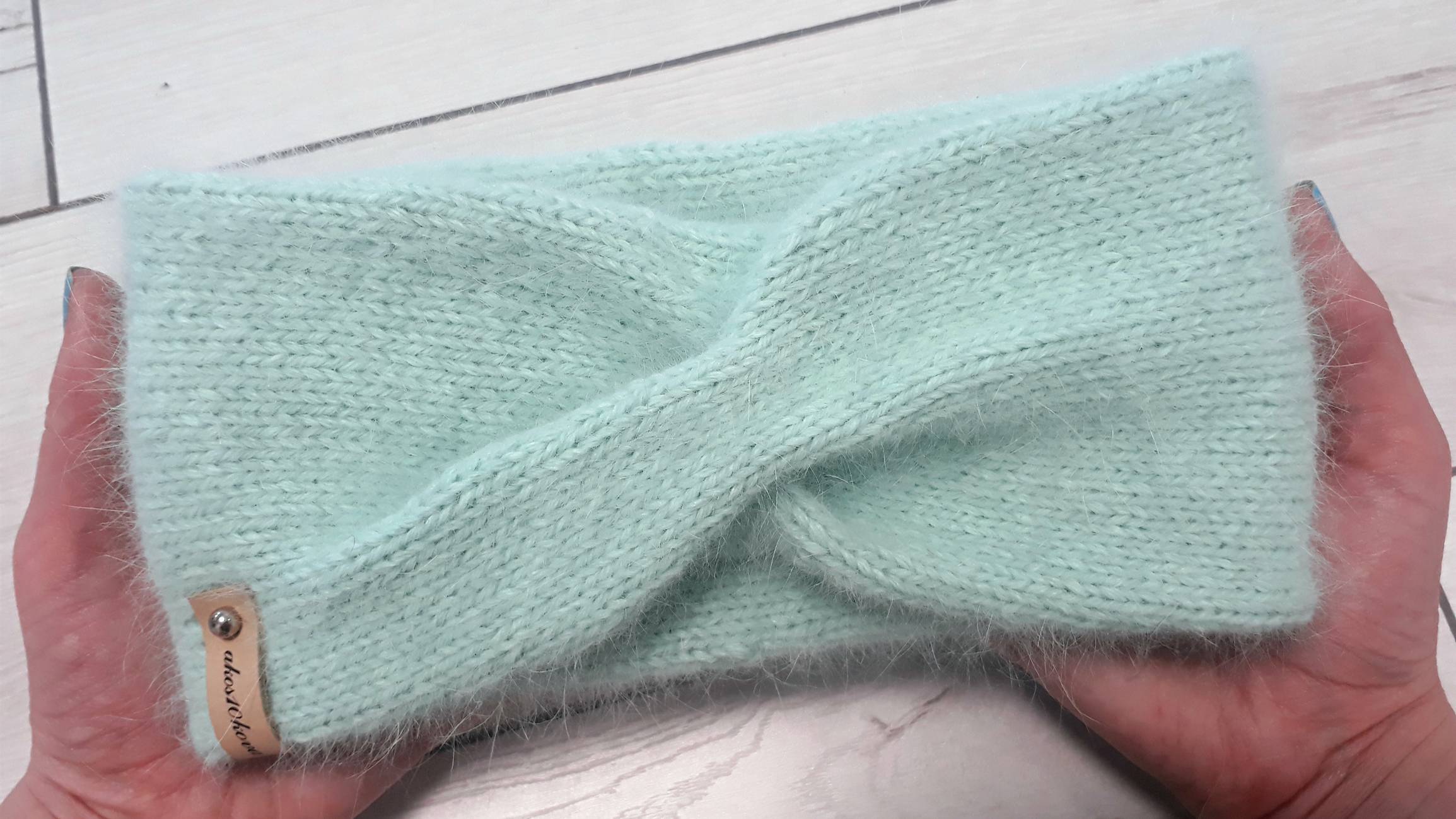 Двойная повязка с перехлестом и невидимым швом. Вязание спицами. Мастер-класс