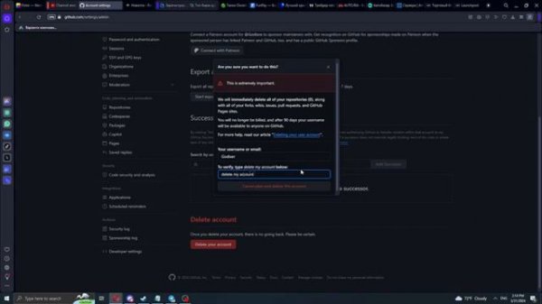 удалить аккаунт github  delete account github#gaming#animation #android#html5#webdesi