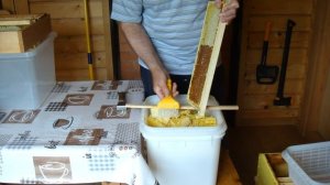 Откачка меда у меня на пасеке.