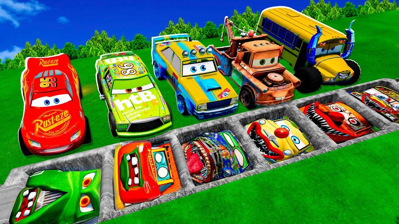 Мега-бои с Маккуином и машинами Pixar против Большой и маленькой Молнии Маккуин! смотреть онлайн
