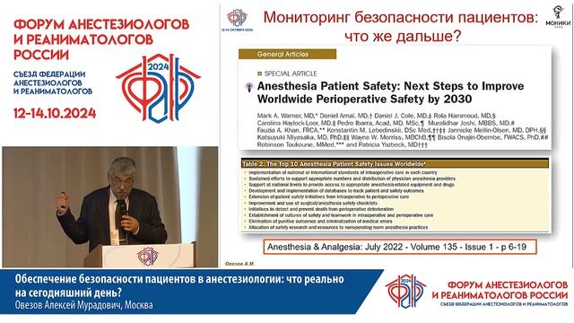 Обеспечение безопасности пациентов в анестезиологии: