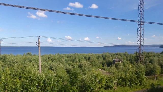 Вид на Онежское озеро,из окна поезда №91,сообщением Му? смотреть онлайн