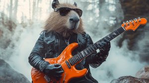 Капибары отдыхают и играют рок.