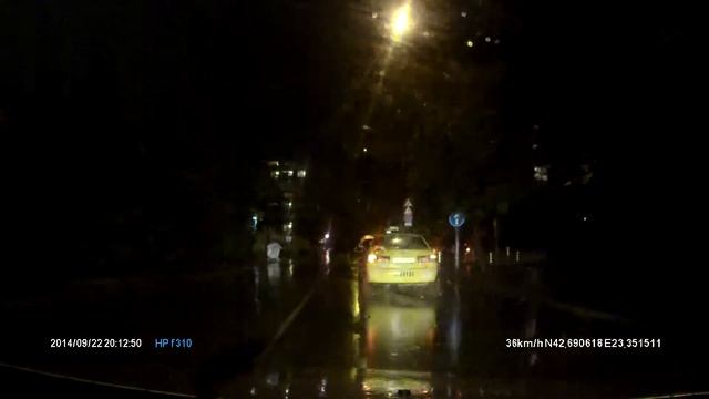 Нощна София: ул. Черковна с видеорегистратор HP F310, GPS:ON