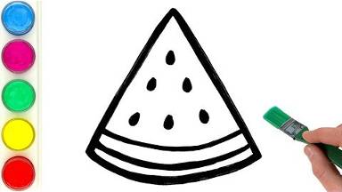 Рисуем и раскрашиваем кусочек арбуза. Детям и начинающим смотреть онлайн
