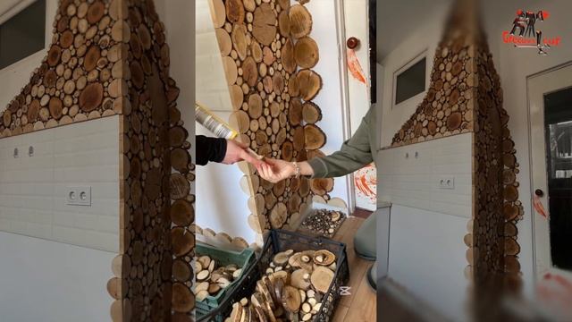 Необычный декор кухни: деревянные спилы, уют и звук!