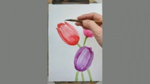 Видеоурок ИЗО "рисуем тюльпаны" акварелью ( для детей о