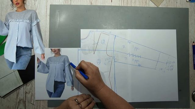 Моделирование. Комбинируем одну модную блузу из двух. Выкройка № 1734.