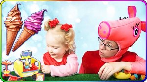 Распаковка игрушки из мультика Свинка Пеппа - Фургон мороженного кролики Ребекки