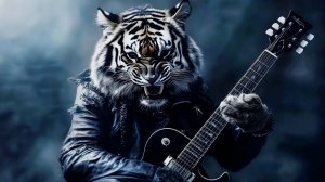 Рокер хомяк и тигр на бас-гитаре...)