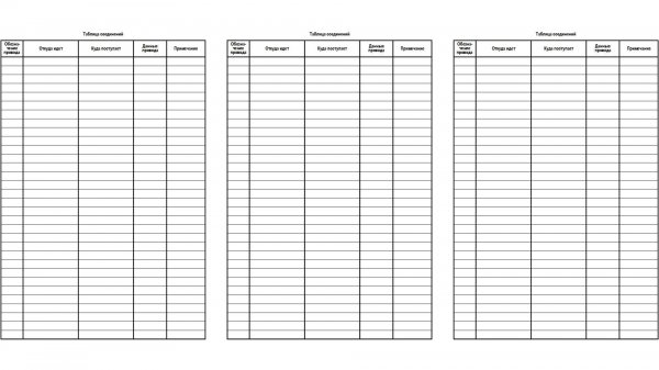 Таблица соединений TimVisio