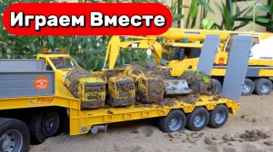 Машинки мультики ! Экскаватор спасает самосвал из грязи. Игрушки мультики детям