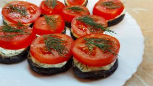 Баклажаны с помидорами и чесноком. Закуска «Тёщин язык»