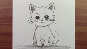 Как нарисовать милую кошку легко, шаг за шагом, урок рисования карандашом