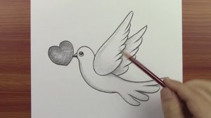 Как нарисовать летящую птицу карандашом, Легкий рисунок птицы, шаг за шагом