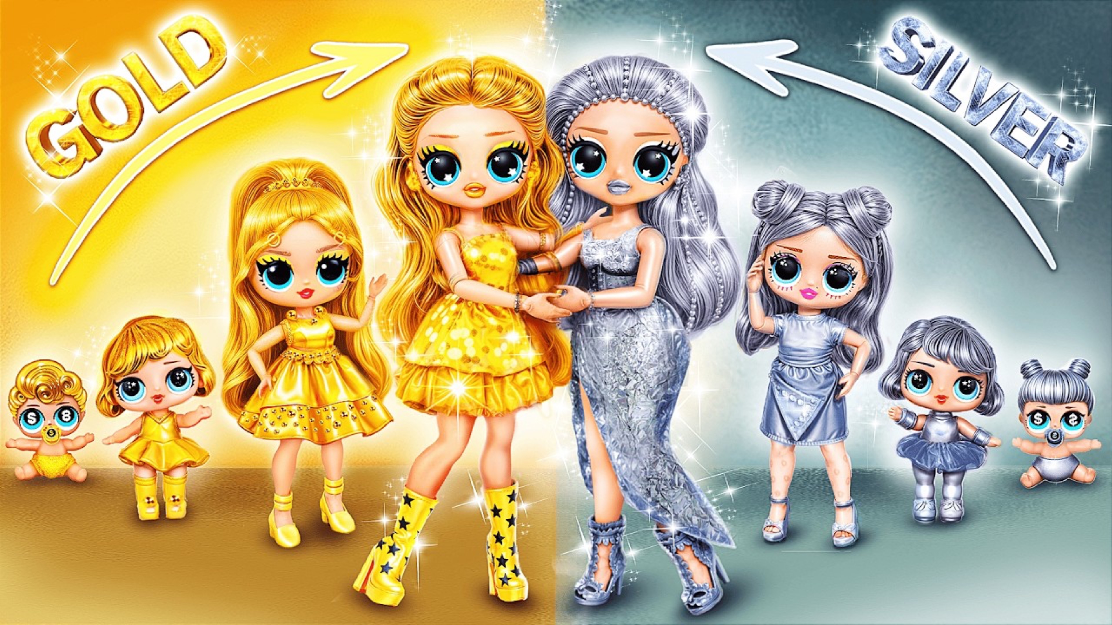 Золотая VS Серебряная Куклы ЛОЛ растут! Идеи поделок для кукол смотреть онлайн